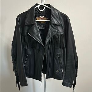 Harley-Davidson Black Leather Fringe Jacket